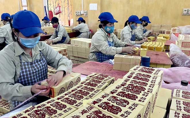Sản xuất giấy đế tại Công ty cổ phần Lâm, nông sản, thực phẩm Yên Bái.